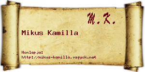 Mikus Kamilla névjegykártya